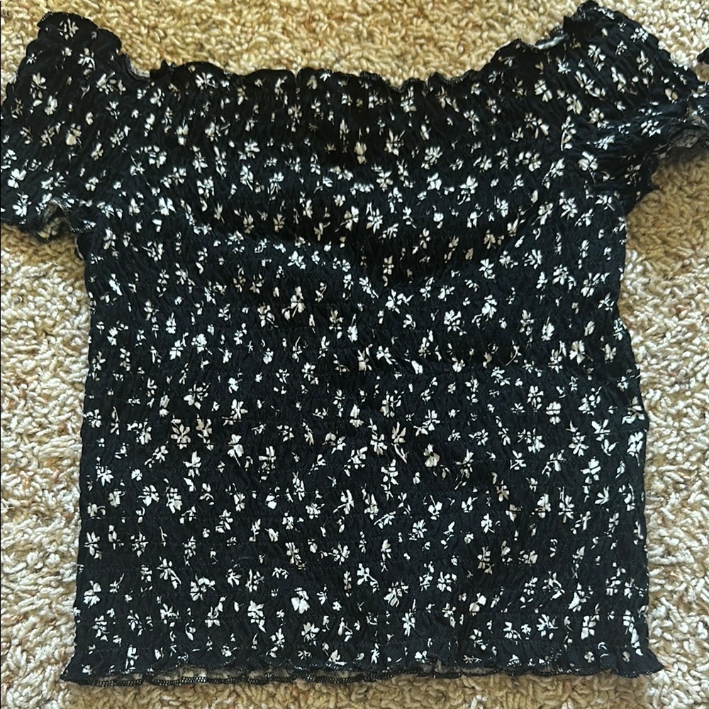 Floral Black Off-Shoulder Top